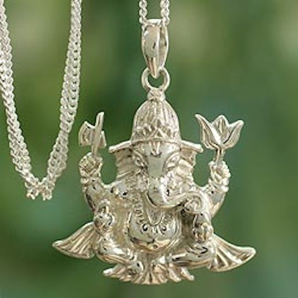 Alternate image for Hindu Jewelry Elephant Deity in Sterling Silver Pious Ganesha