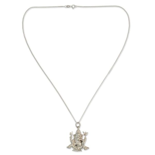 Alternate image for Hindu Jewelry Elephant Deity in Sterling Silver Pious Ganesha