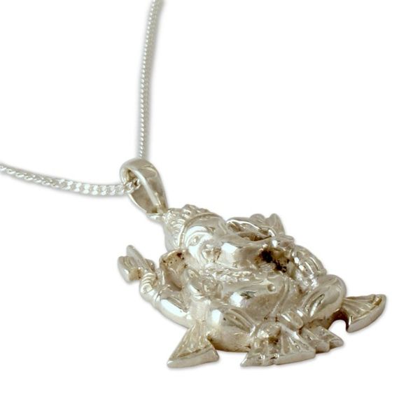 Alternate image for Hindu Jewelry Elephant Deity in Sterling Silver Pious Ganesha