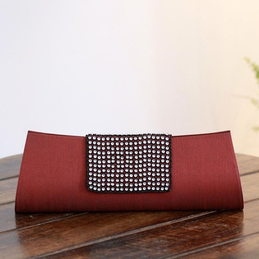Beaded Red Clutch Evening Bag 'Ruby Allure'