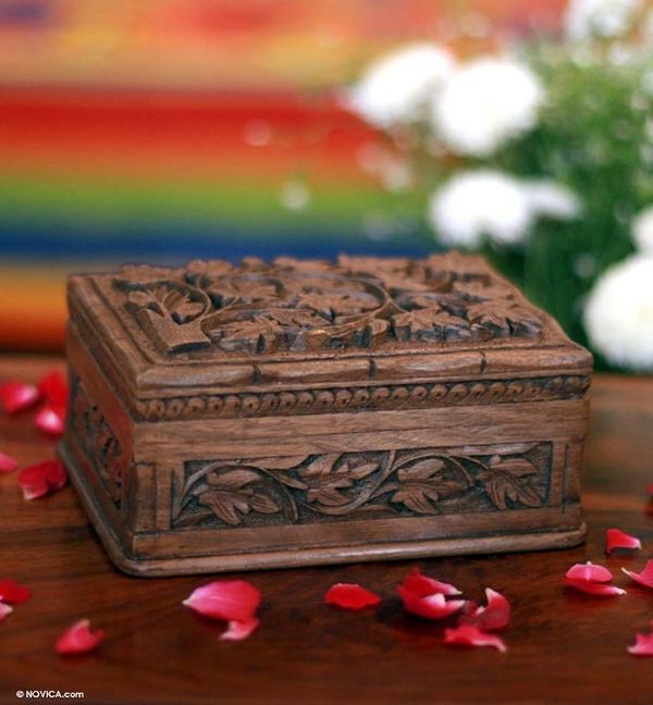 Alternate image for Hand Carved Leaf Jewelry Box Forever