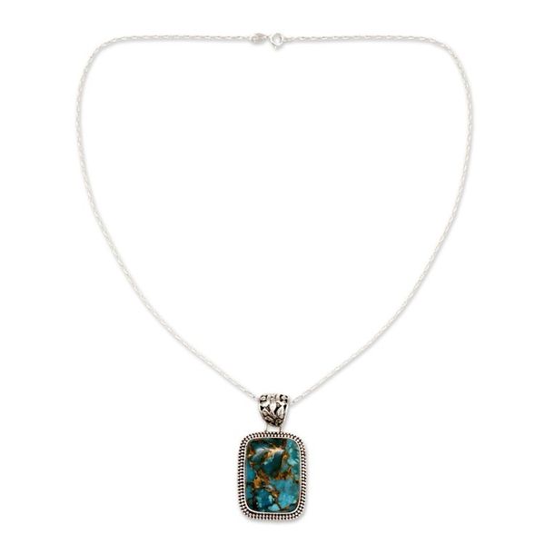 Alternate image for Sterling Silver and Recon Turquoise Necklace from India Delhi Blue