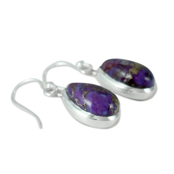Alternate image for Purple Composite Turquoise on Sterling Silver Earrings Beautiful Goddess
