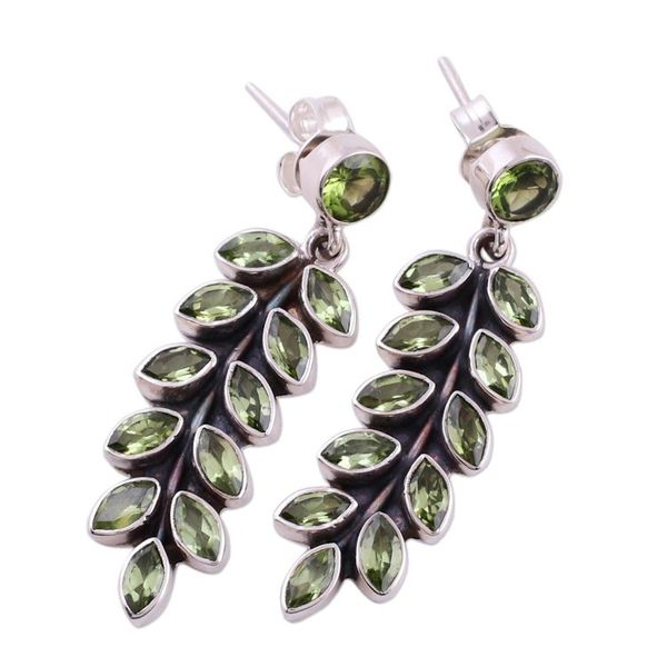Alternate image for Artisan Crafted Sterling Silver and Peridot Earrings Summer Fern