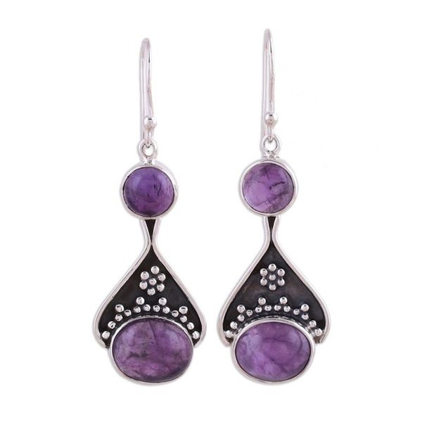 Alternate image for India Floral Jewelry Sterling Silver and Amethyst Earrings Mystic Renewal