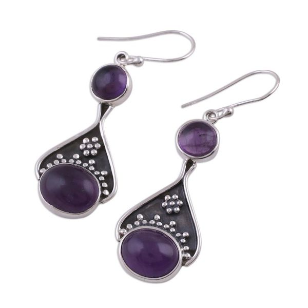 Alternate image for India Floral Jewelry Sterling Silver and Amethyst Earrings Mystic Renewal