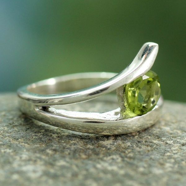 Alternate image for Artisan Crafted Solitaire Peridot Ring from India Dazzling Love