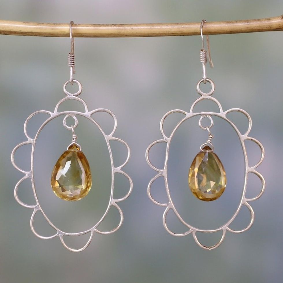 Citrine dangle earrings 'Sunshine Crown'