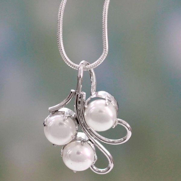 Alternate image for Unique Bridal Jewelry Sterling Silver Pearl Necklace Angelic Trio