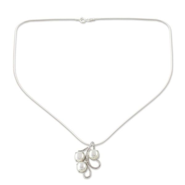 Alternate image for Unique Bridal Jewelry Sterling Silver Pearl Necklace Angelic Trio