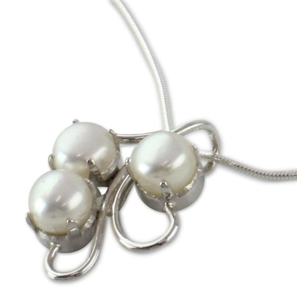 Alternate image for Unique Bridal Jewelry Sterling Silver Pearl Necklace Angelic Trio