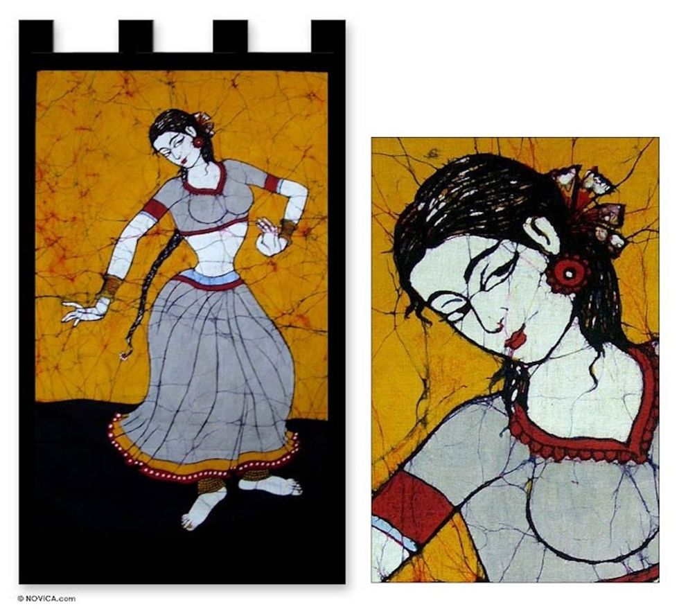 Fair Trade Cotton Wall Hanging in Batik 'Young Dancer'