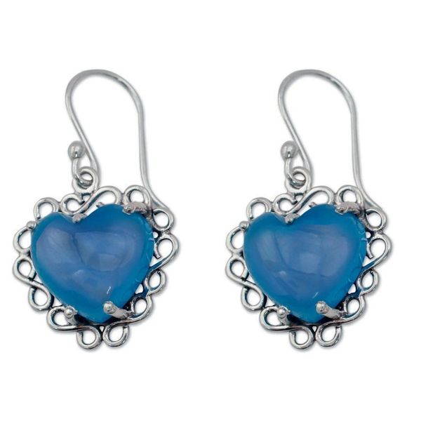 Alternate image for Fair Trade Jewelry Sterling Silver with Chalcedony Hearts Harmony of Love