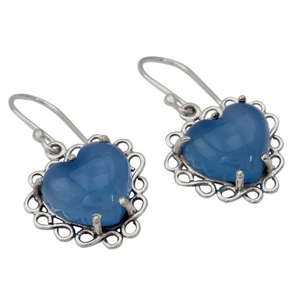Alternate image for Fair Trade Jewelry Sterling Silver with Chalcedony Hearts Harmony of Love