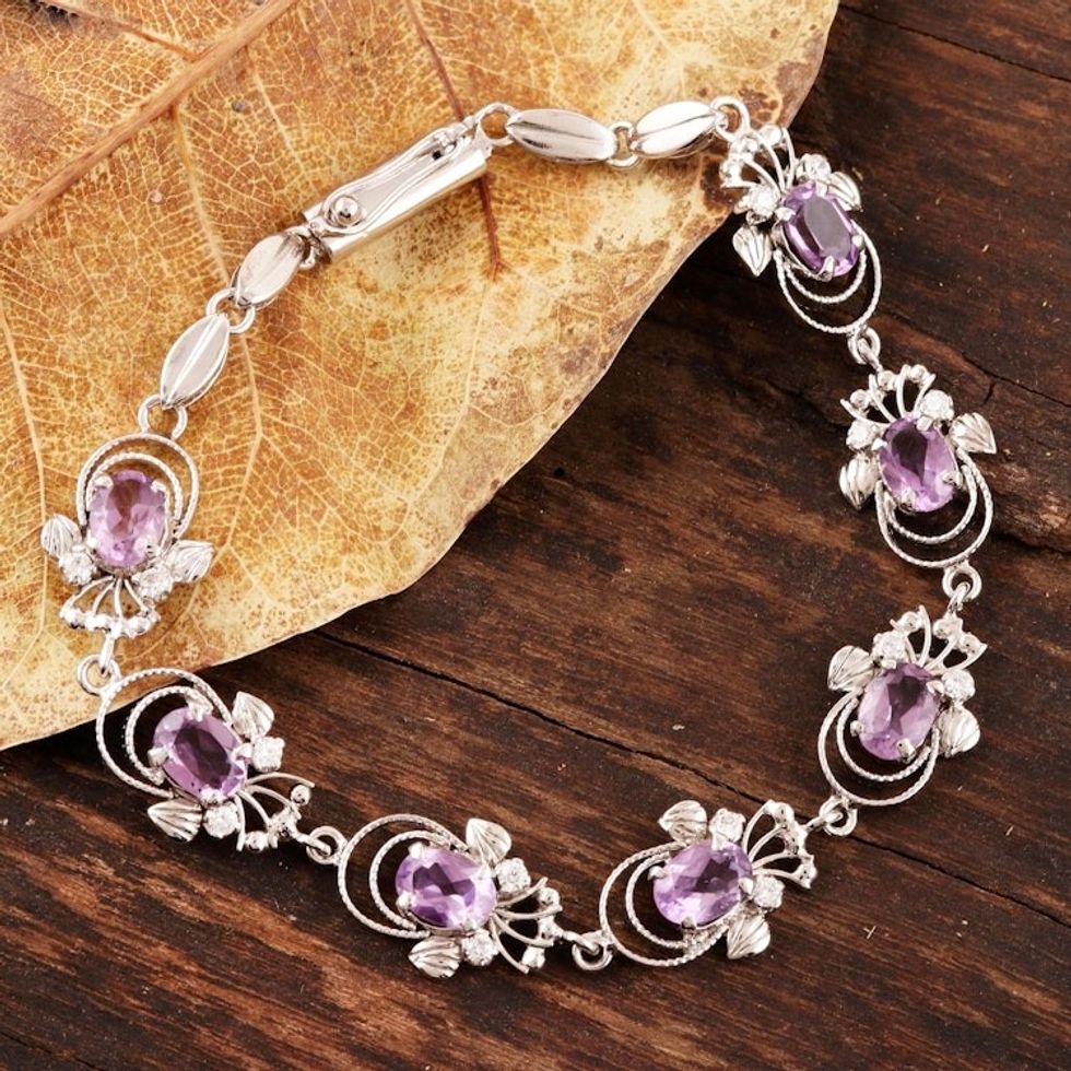 Amethyst bracelet 'Mystical Butterflies'