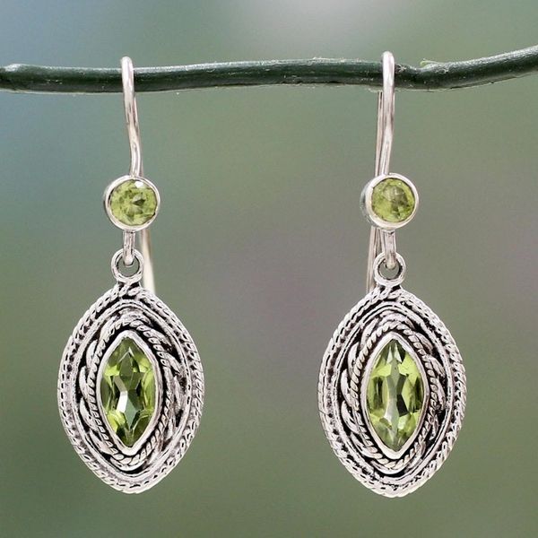 Alternate image for Hand Made Jewelry Sterling Silver and Peridot Earrings Springtime Muse