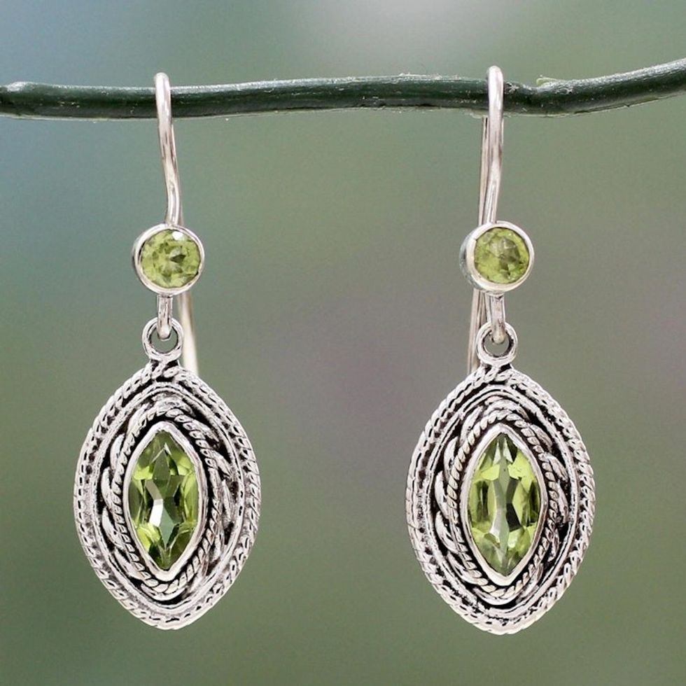 Hand Made Jewelry Sterling Silver and Peridot Earrings 'Springtime Muse'