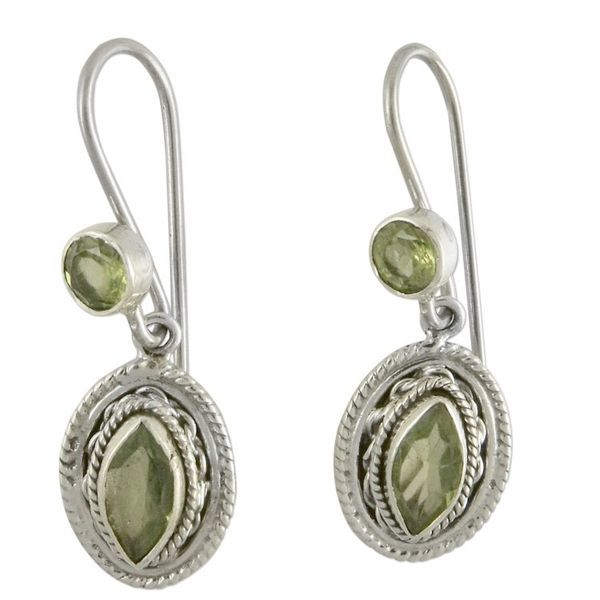 Alternate image for Hand Made Jewelry Sterling Silver and Peridot Earrings Springtime Muse