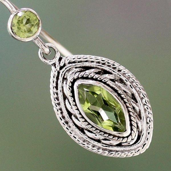 Alternate image for Hand Made Jewelry Sterling Silver and Peridot Earrings Springtime Muse