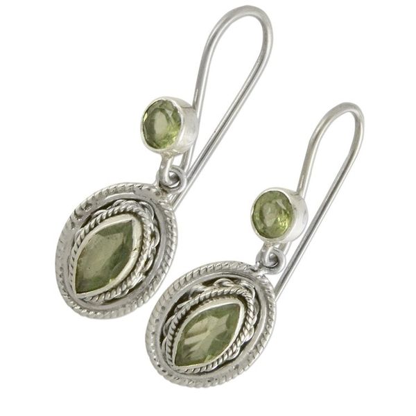 Alternate image for Hand Made Jewelry Sterling Silver and Peridot Earrings Springtime Muse