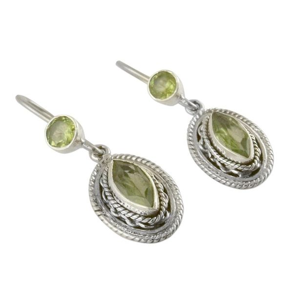 Alternate image for Hand Made Jewelry Sterling Silver and Peridot Earrings Springtime Muse