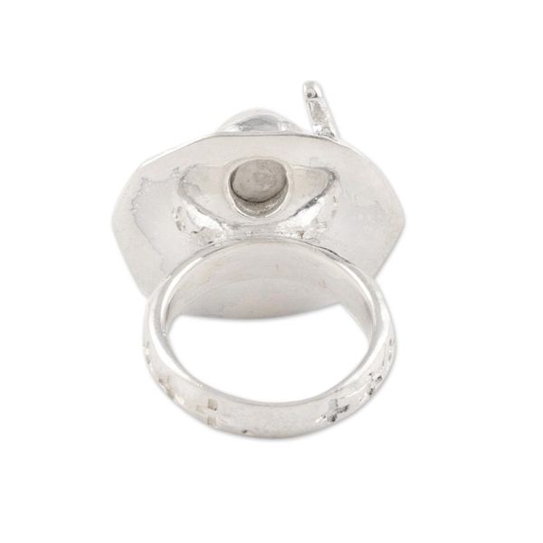 Alternate image for Unique Floral Sterling Silver and Pearl Cocktail Ring Moonlit Splendor