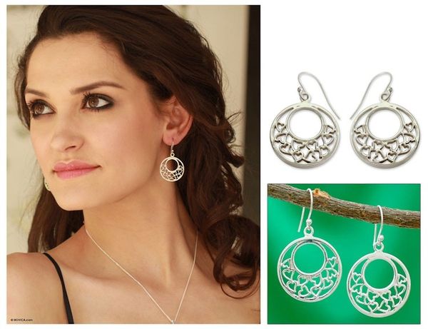 Alternate image for Sterling silver heart earrings Joyous Love