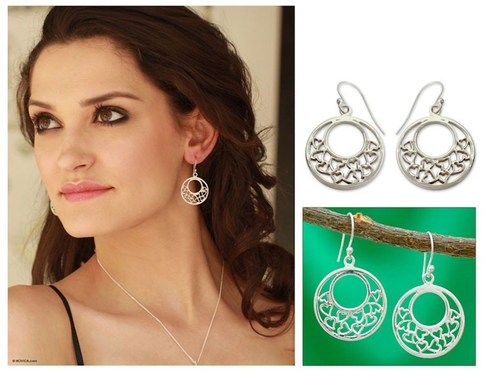 Sterling silver heart earrings 'Joyous Love'
