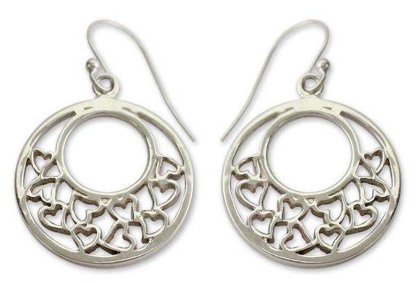 Alternate image for Sterling silver heart earrings Joyous Love