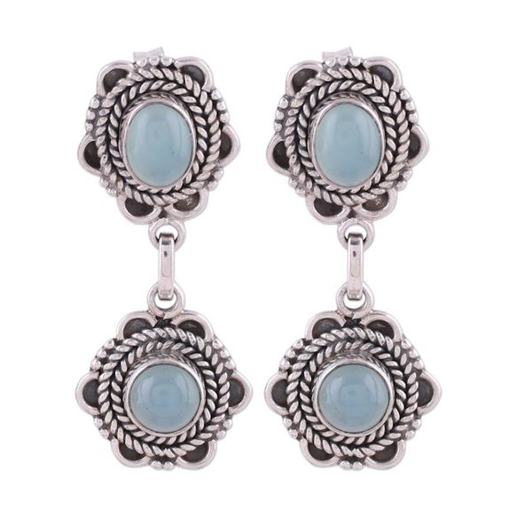 Alternate image for Chalcedony dangle earrings Sky Blossom