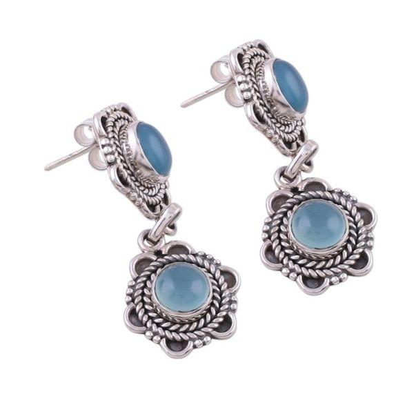 Alternate image for Chalcedony dangle earrings Sky Blossom