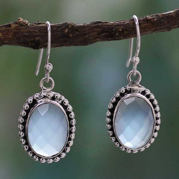 Alternate image for Blue Chalcedony Earrings from Sterling Silver Jewelry Be Mesmerized