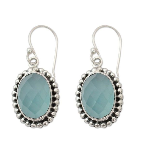 Alternate image for Blue Chalcedony Earrings from Sterling Silver Jewelry Be Mesmerized
