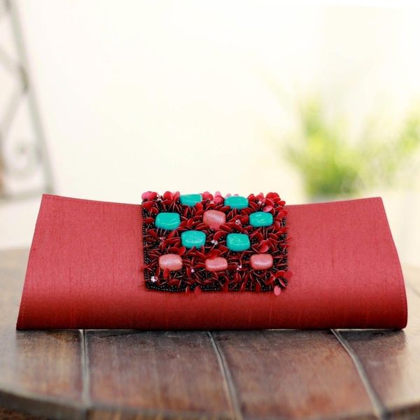 Alternate image for Beaded clutch handbag Red Radiance