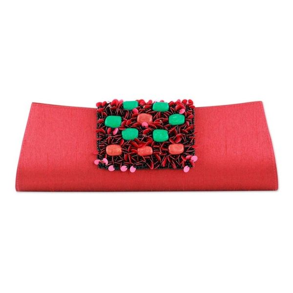 Alternate image for Beaded clutch handbag Red Radiance