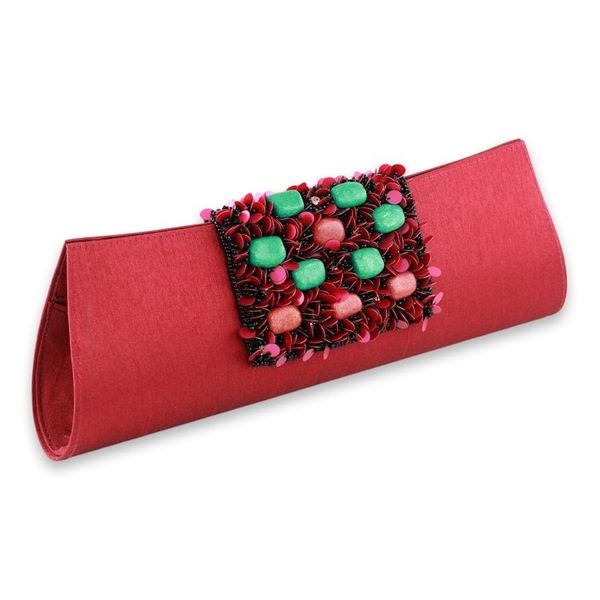 Alternate image for Beaded clutch handbag Red Radiance