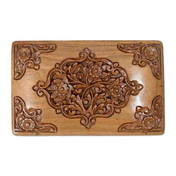 Alternate image for Handcrafted Indian Floral Wood Jewelry Box Mesmerizing Bouquets