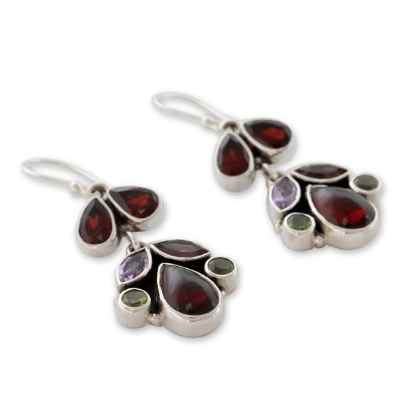 Alternate image for Garnet and amethyst dangle earrings Elegance