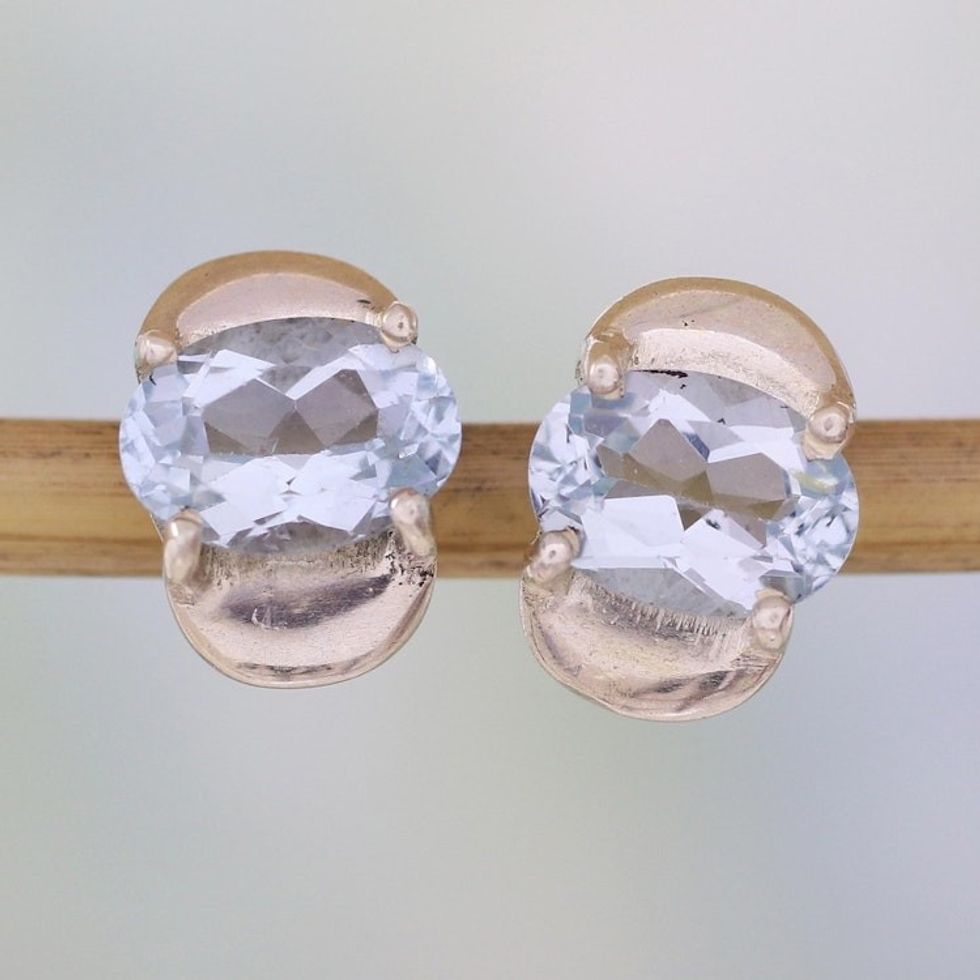 Blue topaz stud earrings 'Cool Blue'