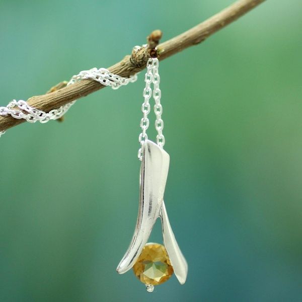 Alternate image for Modern Jewelry Sterling Silver and Citrine Necklace Chennai Sun