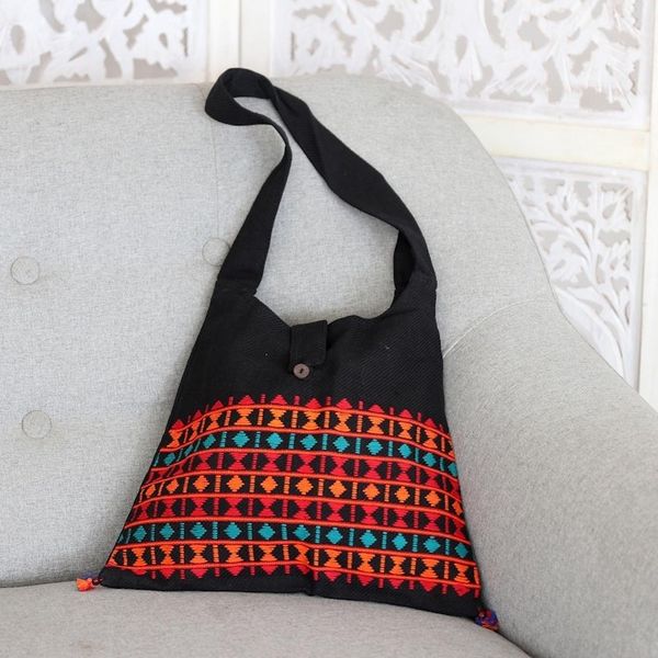 Alternate image for Embroidered Cotton Shoulder Bag Vibrant Tease
