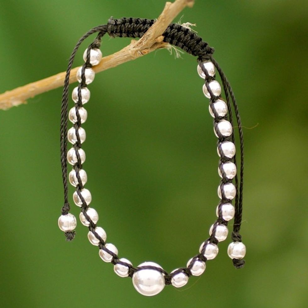 Sterling Silver Shambhala-style Bracelet Handmade Jewelry 'Orb'