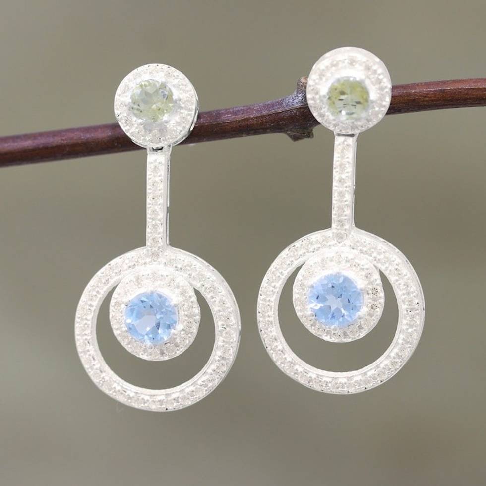 Topaz and citrine dangle earrings 'Endless Love'