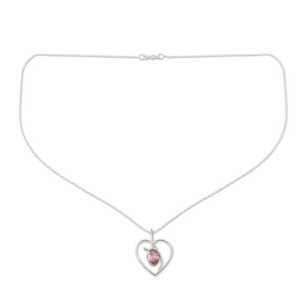 Alternate image for Heart Jewelry Necklace in Sterling Silver and Pink CZ Pink Romance