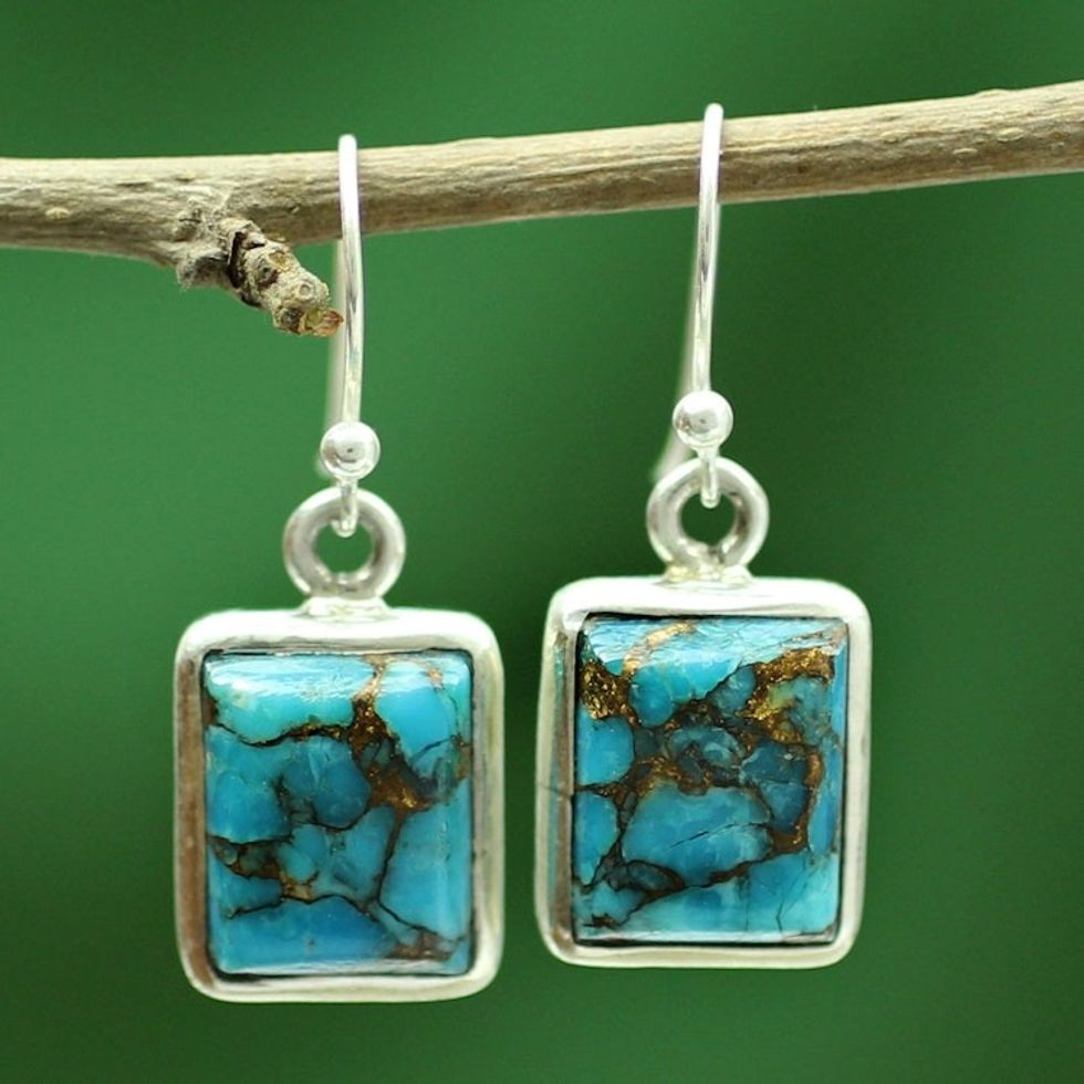 Blue Silver Earrings from Indian Artisan Crafted Jewelry 'True Friendship'