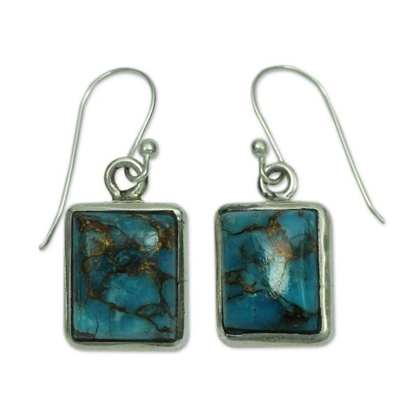 Alternate image for Blue Silver Earrings from Indian Artisan Crafted Jewelry True Friendship
