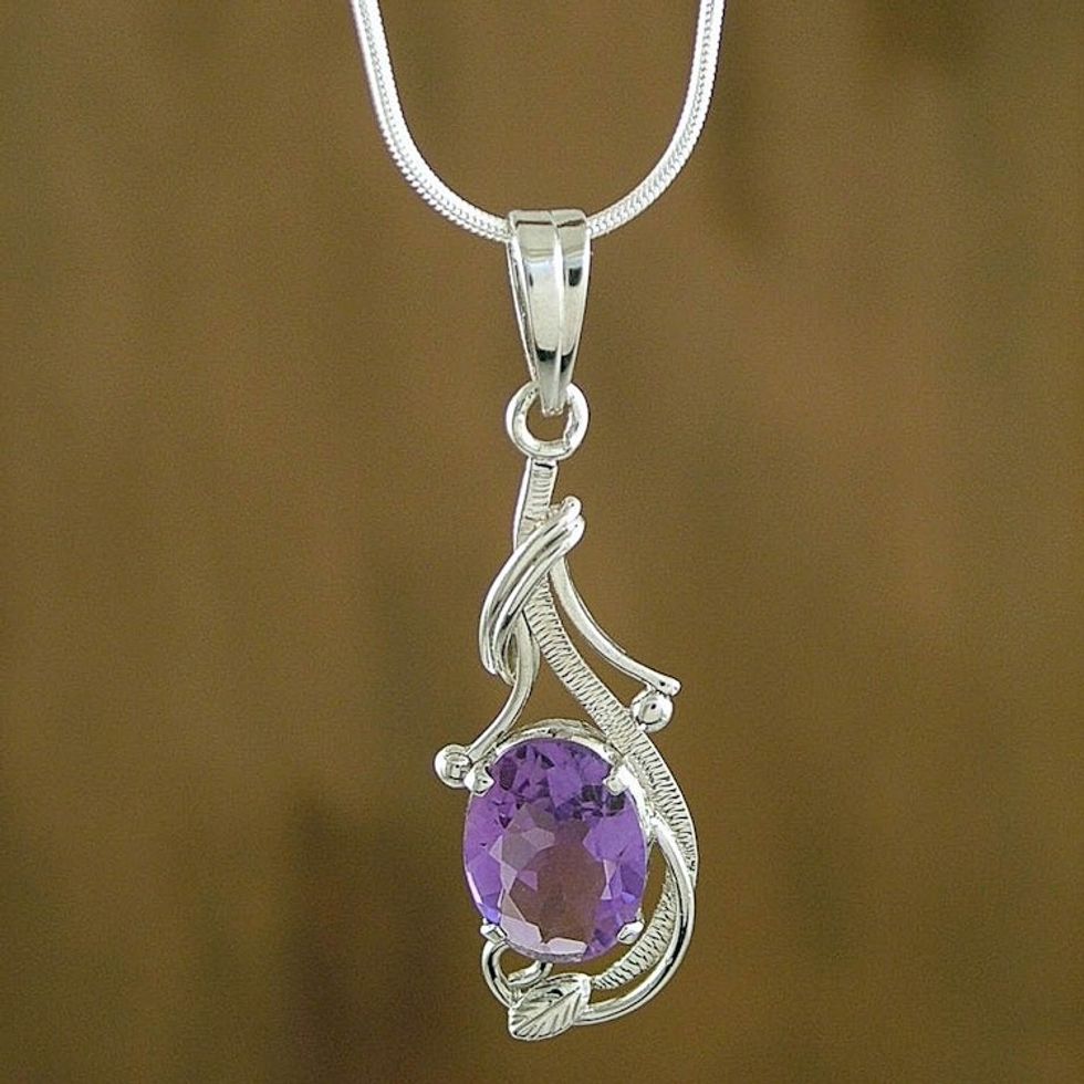 Amethyst pendant necklace 'Perfect Plum'