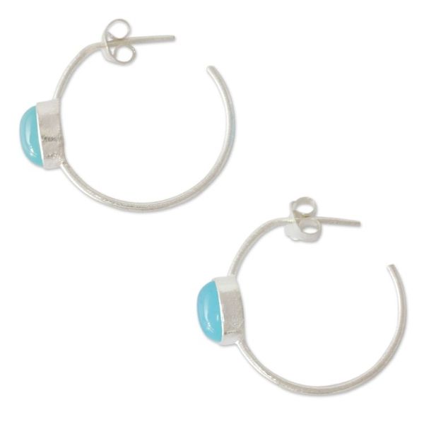 Alternate image for Modern Minimalist Chalcedony Earrings Contemporary