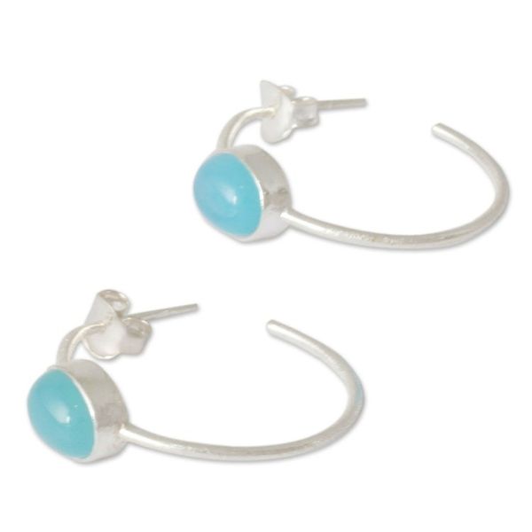 Alternate image for Modern Minimalist Chalcedony Earrings Contemporary