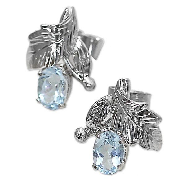 Alternate image for Fair Trade Blue Topaz and Silver Earrings Sky Blossom